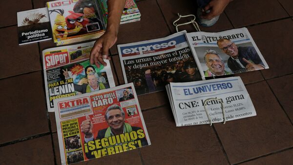 Periódicos en Ecuador tras la victoria de Lenín Moreno en las elecciones presidenciales - Sputnik Mundo