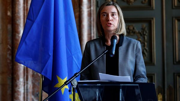 European Union foreign policy chief Federica Mogherini briefs the media during an international conference on the future of Syria and the region - Sputnik Mundo