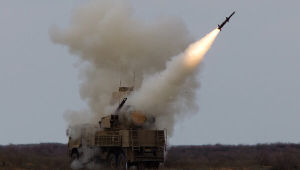 Rocket launch by the Pantsir-S surface-to-air missile system during an exercise (air defense conference) of the Air Defense soldiers. Ashuluk firing ground, Astrakhan region - Sputnik Mundo