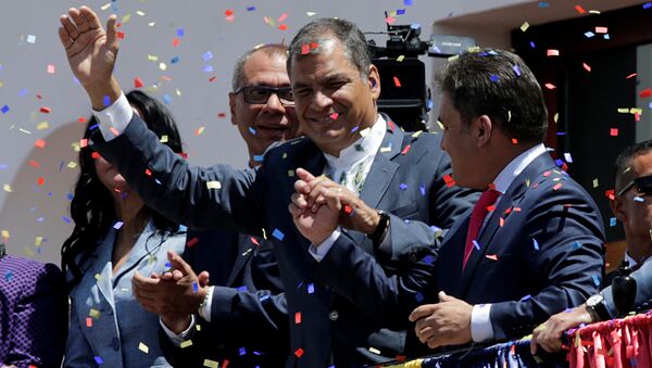 Rafael Correa, presidente saliente de Ecuador durante la toma de poder de Lenín Moreno - Sputnik Mundo