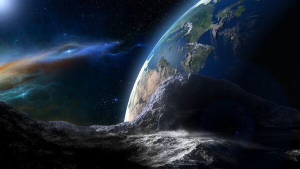 Un asteroide dirigiéndose a la Tierra (ilustración) - Sputnik Mundo