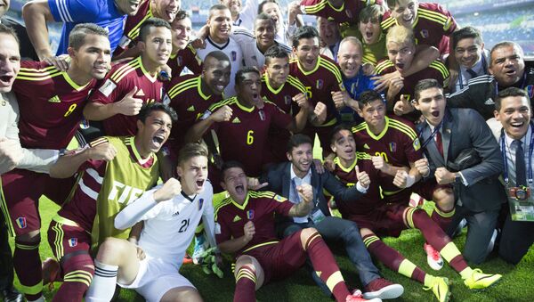 Selección de futbol sub-20 de Venezuela tras vencer a Uruguay - Sputnik Mundo