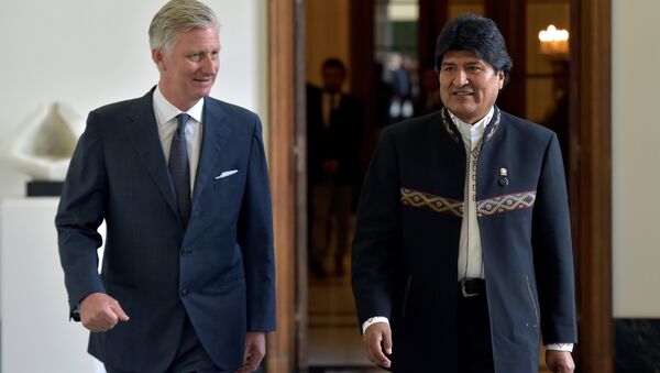 Evo Morales, presidente de Bolivia, junto al rey de Bélgica - Sputnik Mundo