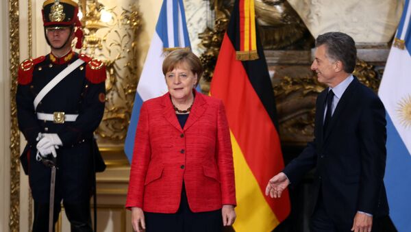 Angela Merkel, canciller alemana, y su homólgo argentino, Mauricio Macri - Sputnik Mundo