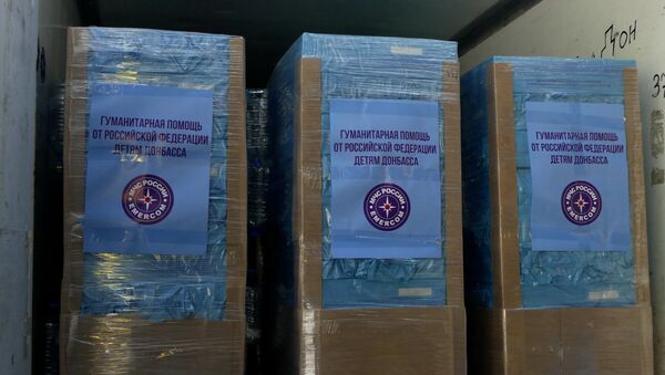 Las cajas con la ayuda humanitaria rusa para Donbás - Sputnik Mundo