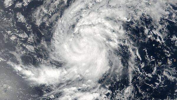 Satellite image of Tropical Storm Irma pictured here in the Eastern Atlantic Ocean - Sputnik Mundo