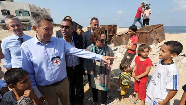 El presidente del Comité Internacional de la Cruz Roja, Peter Mauer, en Gaza - Sputnik Mundo