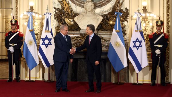 Primer ministro de Israel, Benjamín Netanyahu, y presidente de Argentina, Mauricio Macri - Sputnik Mundo