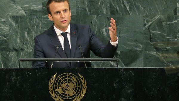 El presidente de Francia, Emmanuel Macron, durante su discurso en la 72 Asamblea General de la ONU - Sputnik Mundo