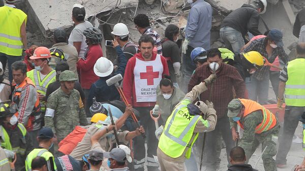 Labores de rescate en el edificio colapsado tras el terremoto en México - Sputnik Mundo
