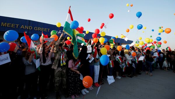 Protestas en el aeropuerto de Erbil, Irak - Sputnik Mundo