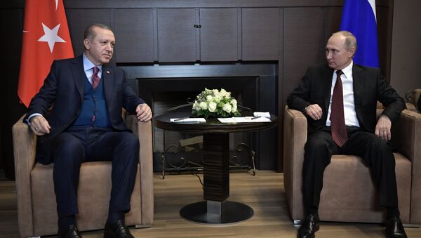 El presidente de Rusia, Vladímir Putin, y el líder turco, Recep Tayyip Erdogan - Sputnik Mundo