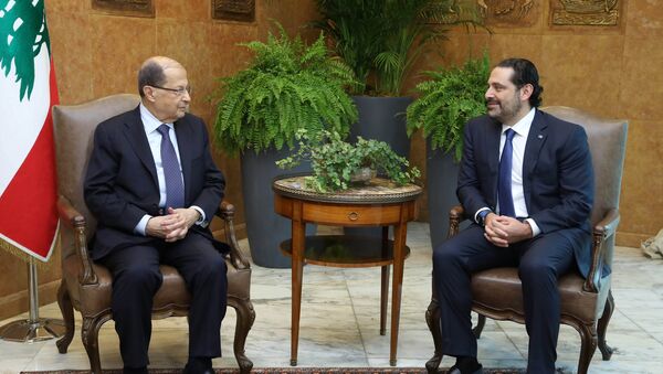 Presidente de Líbano, Michel Aoun, y primer ministro del país, Saad Hariri - Sputnik Mundo