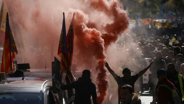 Huelga de los taxistas en Madrid - Sputnik Mundo