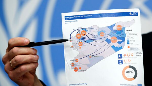 El mapa de Siria, mostrada durante la octava ronda de las negociaciones de Ginebra - Sputnik Mundo