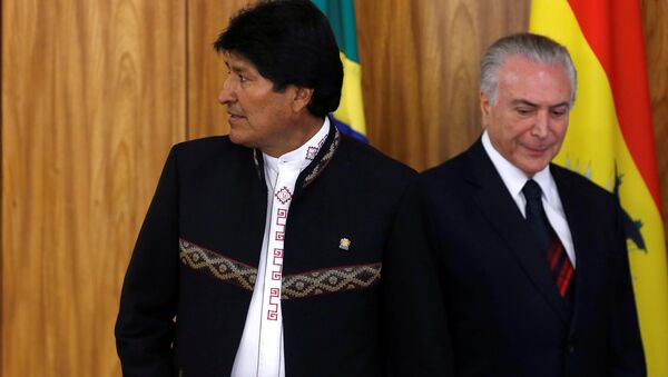 El presidente de Bolivia, Evo Morales, y su homólogo de Brasil, Michel Temer - Sputnik Mundo