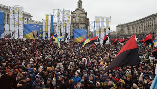 Los partidarios del expresidente de Georgia, Mijaíl Saakashvili durante las protestas en Kiev - Sputnik Mundo