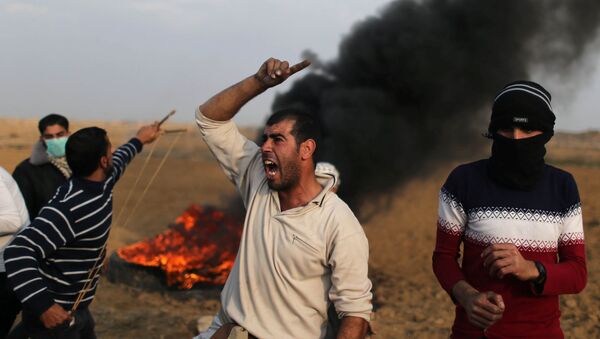 Protestas palestinas en Gaza - Sputnik Mundo