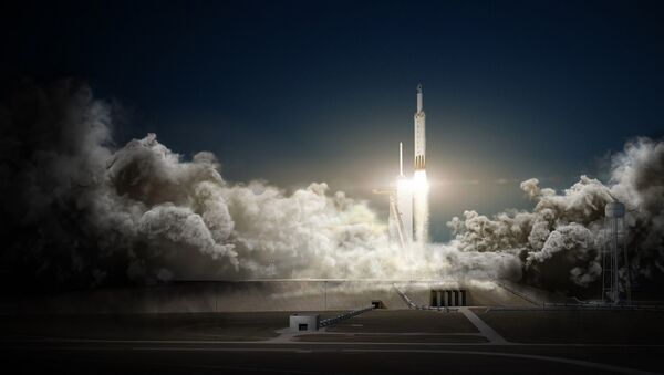 El Falcon Heavy, el cohete de SpaceX, en una imagen ilustrativa - Sputnik Mundo