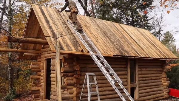 Shawn James construyéndose una cabaña de troncos - Sputnik Mundo