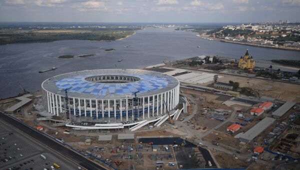 La construcción del estadio en Nizhni Nóvgorog (archivo) - Sputnik Mundo