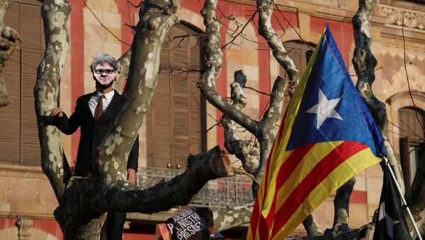 Manifestación para exigir la investidura del líder soberanista catalán, Carles Puigdemont (archivo) - Sputnik Mundo