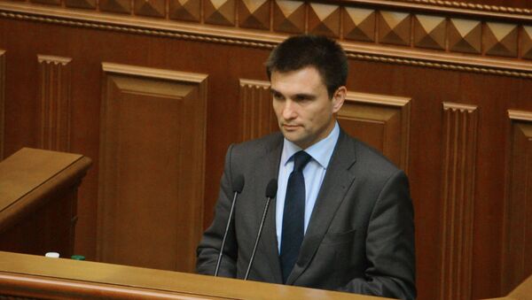 El ministro de Asuntos Exteriores de Ucrania, Pavló Klimkin, habla en una reunión del Parlamento de Ucrania, archivo - Sputnik Mundo