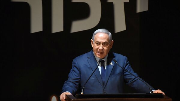 El primer ministro de Israel, Benjamín Netanyahu, durante la conmemoración del 70 aniversario de la fundación del Estado hebreo - Sputnik Mundo