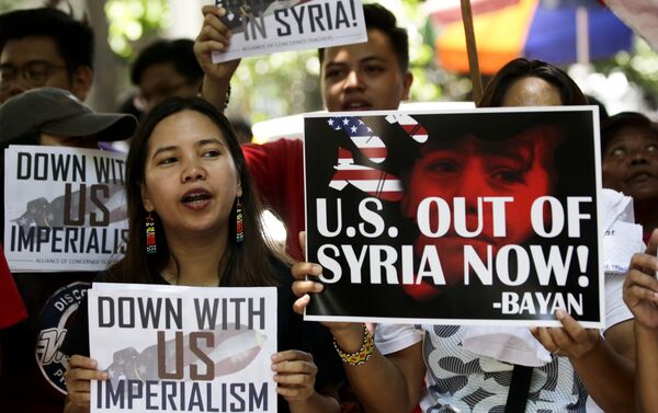 Marcha en contra de los bombardeos de Siria en Manila (Filipinas), 17 de abril de 2018 - Sputnik Mundo