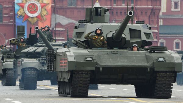 Vehículos blindados T-14 Armata durante el ensayo general del Desfile de la Victoria - Sputnik Mundo