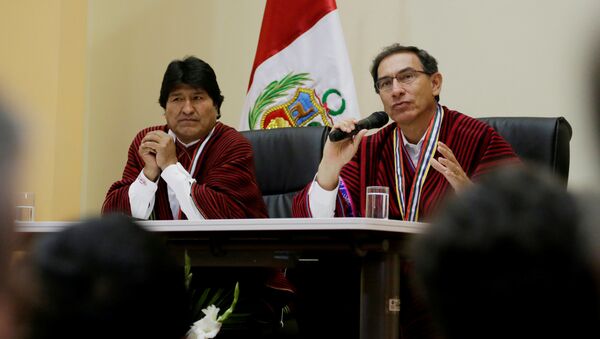 Presidente de Bolivia, Evo Morales, presidente peruano Martín Vizcarra (Archivo) - Sputnik Mundo