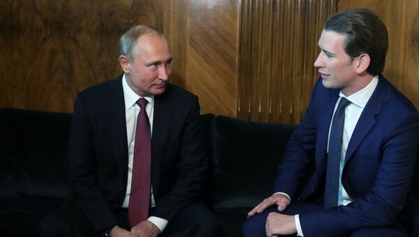 El presidente de Rusia, Vladímir Putin, y el canciller de Austria, Sebastian Kurz - Sputnik Mundo