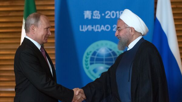 El presidente ruso, Vladímir Putin, durante su reunión con el mandatario iraní, Hasán Rohaní - Sputnik Mundo