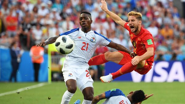 Futbolistas durante el partido entre Panamá y Bélgica - Sputnik Mundo