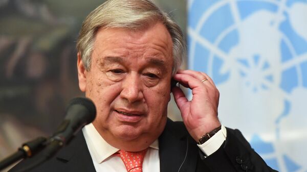 Antonio Guterres, secretario general de la ONU durante su visita a Rusia - Sputnik Mundo