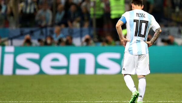 Lionel Messi, delantero argentino, durante el partido entre Argentina y Croacia - Sputnik Mundo