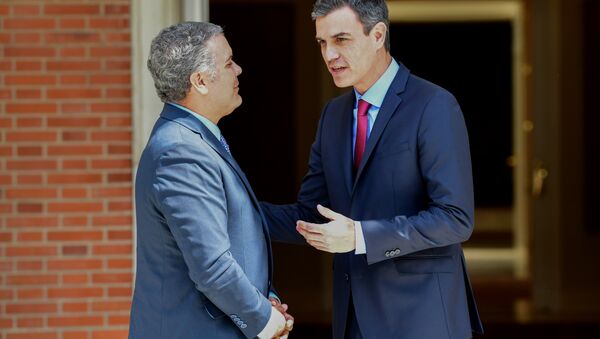El presidente electo de Colombia, Iván Duque, y el presidente del Gobierno español, Pedro Sánchez - Sputnik Mundo