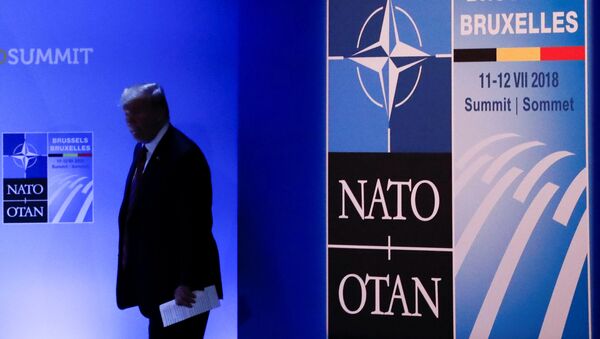 Presidente de EEUU, Donald Trump, durante la cumbre de la OTAN - Sputnik Mundo