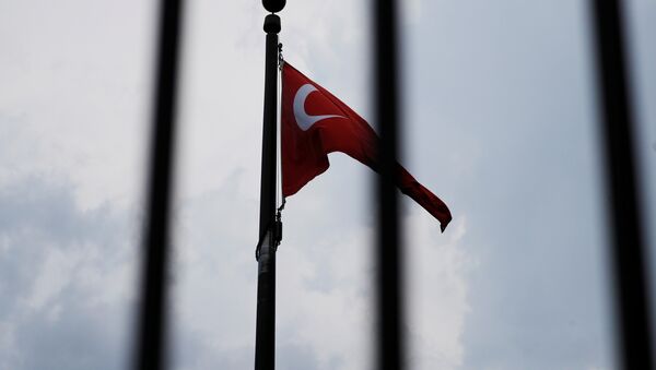 La bandera de Turquía en la embajada turca en Washington, EEUU - Sputnik Mundo