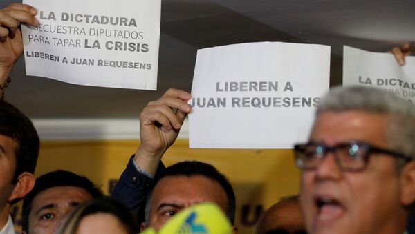 Opositores venezolanos protestan contra la detención del diputado Juan Requesens - Sputnik Mundo