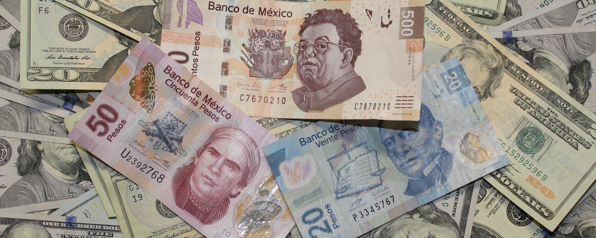 Pesos mexicanos y dólares estadounidenses - Sputnik Mundo, 1920, 09.04.2024