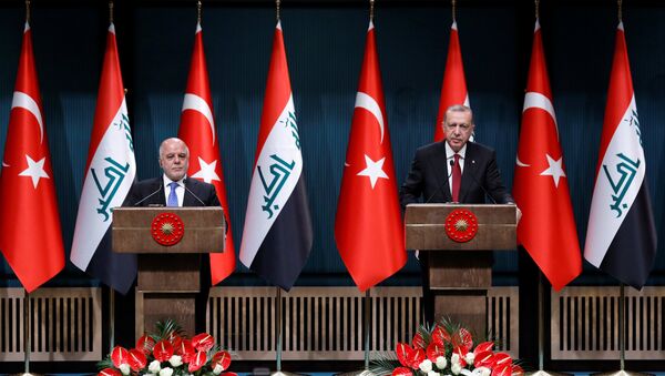 Heidar al Abadi, primer ministro iraquí y Recep Tayyip Erdogan, presidente turco - Sputnik Mundo