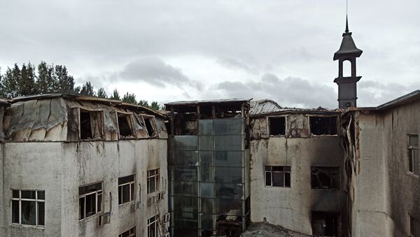 La vista del hotel Harbin tras el incendio - Sputnik Mundo