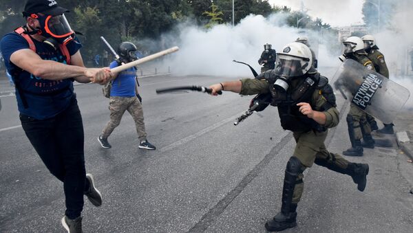 Protestas en la ciudad griega de Salónica - Sputnik Mundo