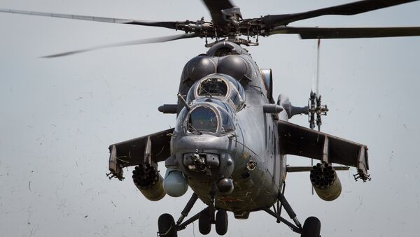 Mi-35M helicopters on training flights in Krasnodar Territory - Sputnik Mundo