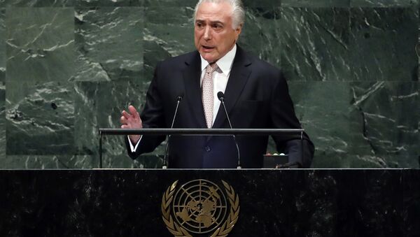 Michel Temer, presidente de Brasil en la Asamblea General de la ONU - Sputnik Mundo