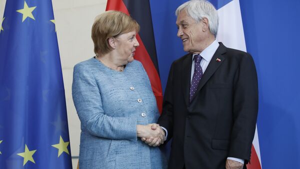 La canciller (jefa de Gobierno) de Alemania, Angela Merkel, y el presidente de Chile, Sebastián Piñera - Sputnik Mundo
