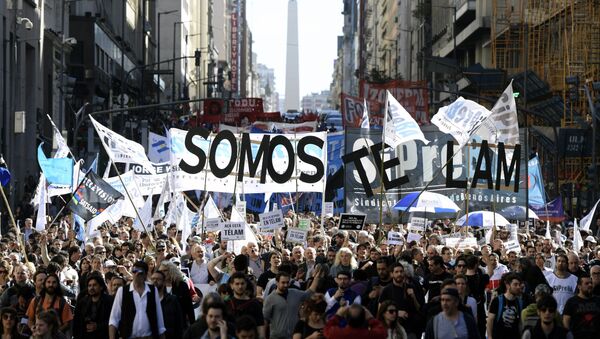 Protestas contra los despidos de Télam en Buenos Aires, Argentina - Sputnik Mundo