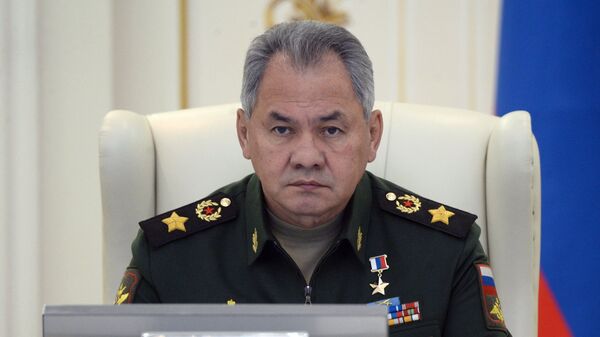 Serguéi Shoigú, ministro de Defensa ruso, en una reunión de los departamentos castrenses de Rusia y Bielorrusia - Sputnik Mundo