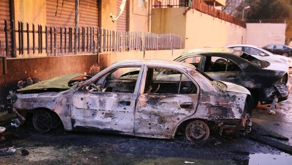 El lugar del atentado suicida en Libia - Sputnik Mundo